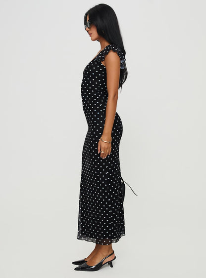 Sandberg Maxi Dress Black Polka Dot Princess Polly