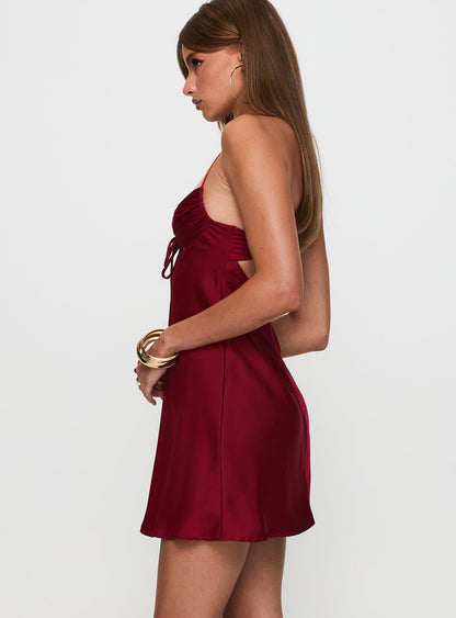 Glendon Mini Dress Burgundy Princess Polly