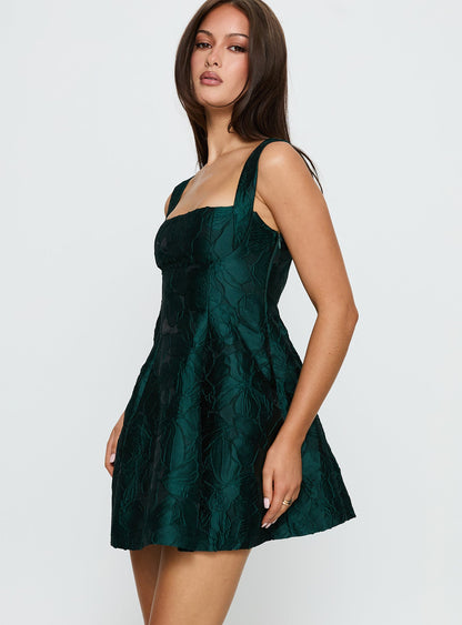 Eloquent Mini Dress Forest Green Princess Polly