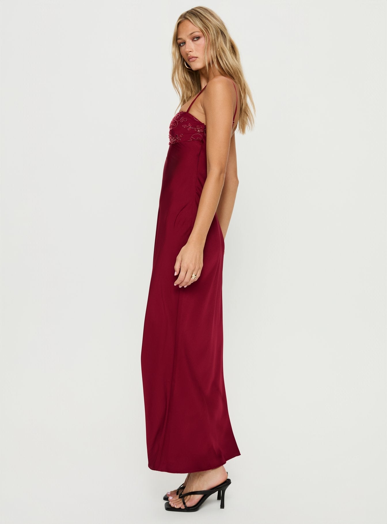 Engracia Sequin Maxi Dress Burgundy Princess Polly