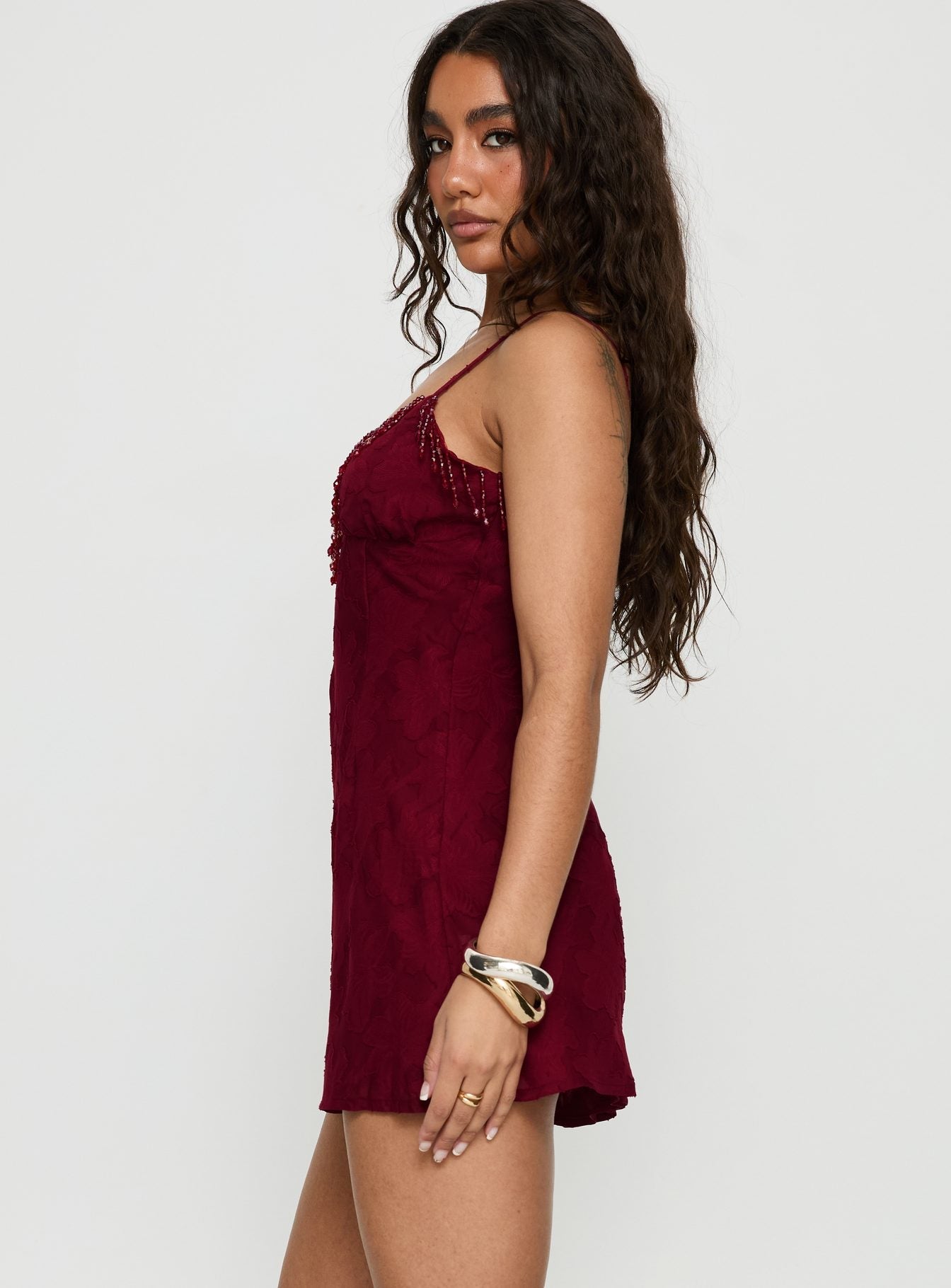 Tanisha Drop Neckline Mini Dress Red Princess Polly