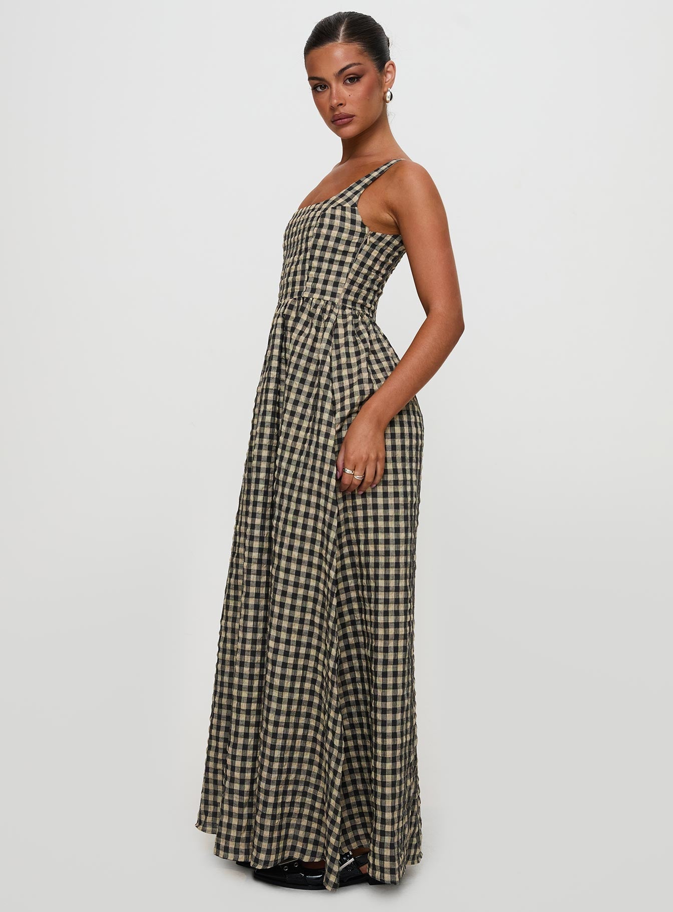 Cartmel Check Maxi Dress Black / Cream Princess Polly