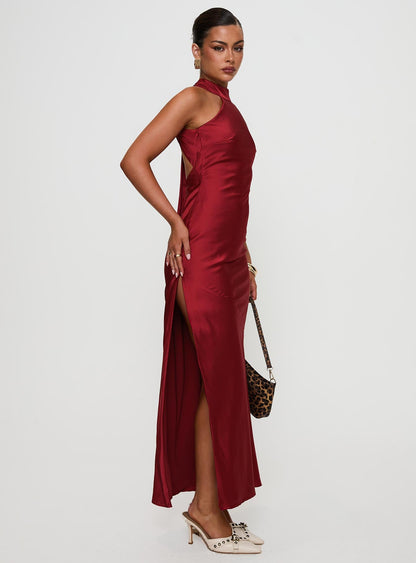 Mordecai Halter Maxi Dress Burgundy Princess Polly