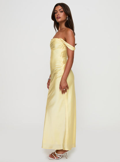 Azura Off The Shoulder Maxi Dress Yellow Princess Polly