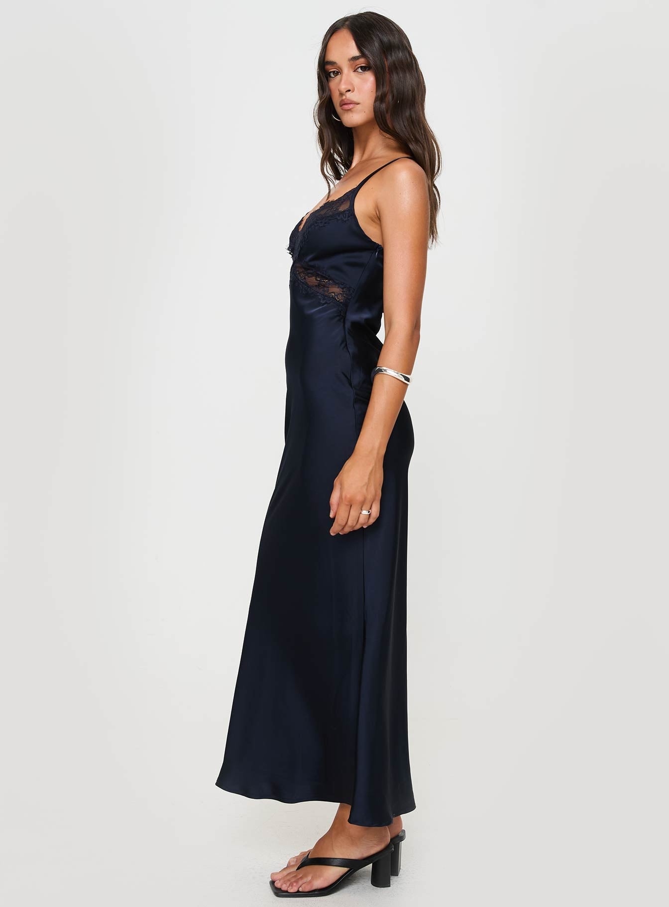 Treasure Bias Cut Maxi Dress Navy Princess Polly