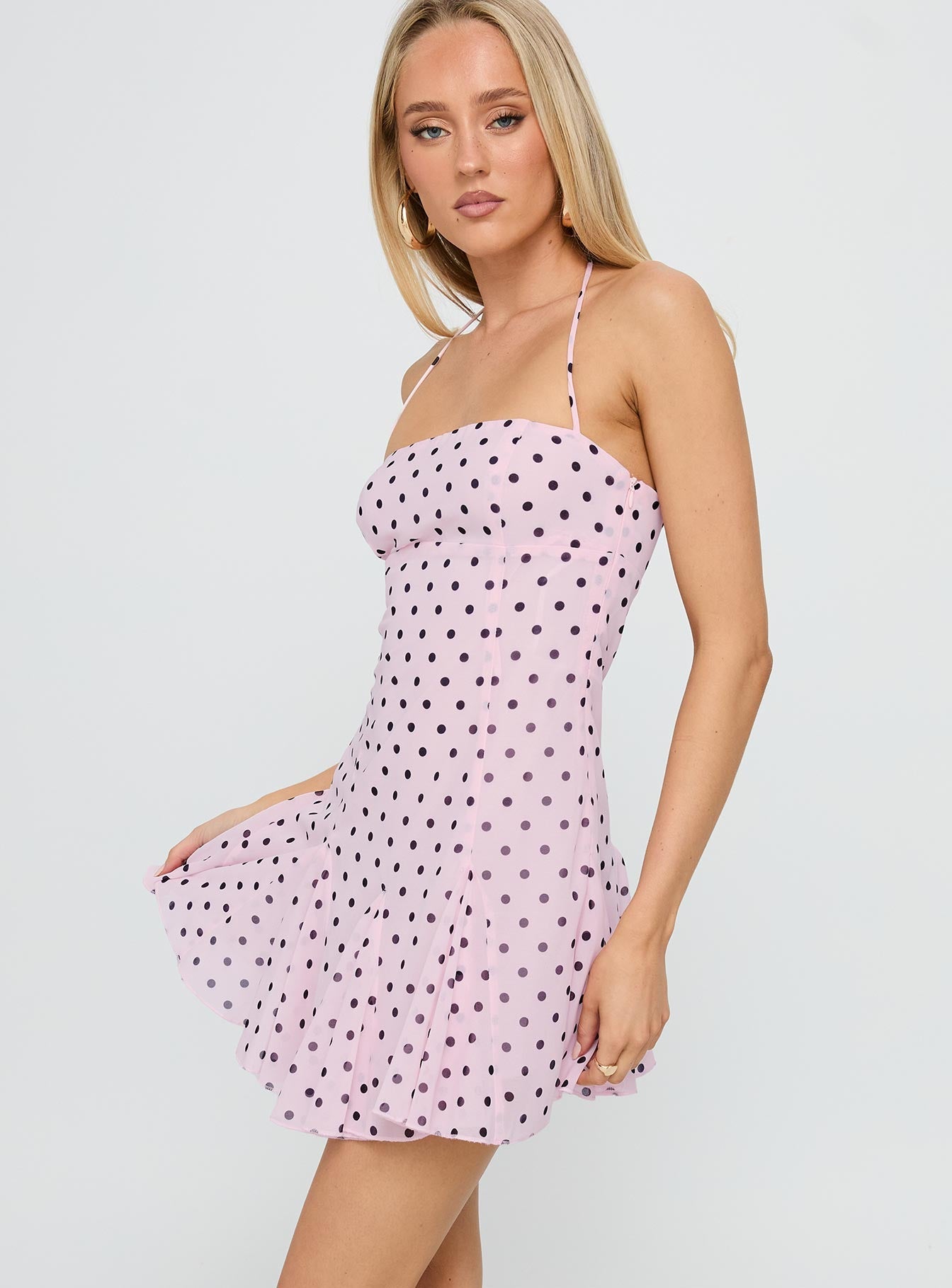 Delamere Mini Dress Pink / Black Polka Princess Polly