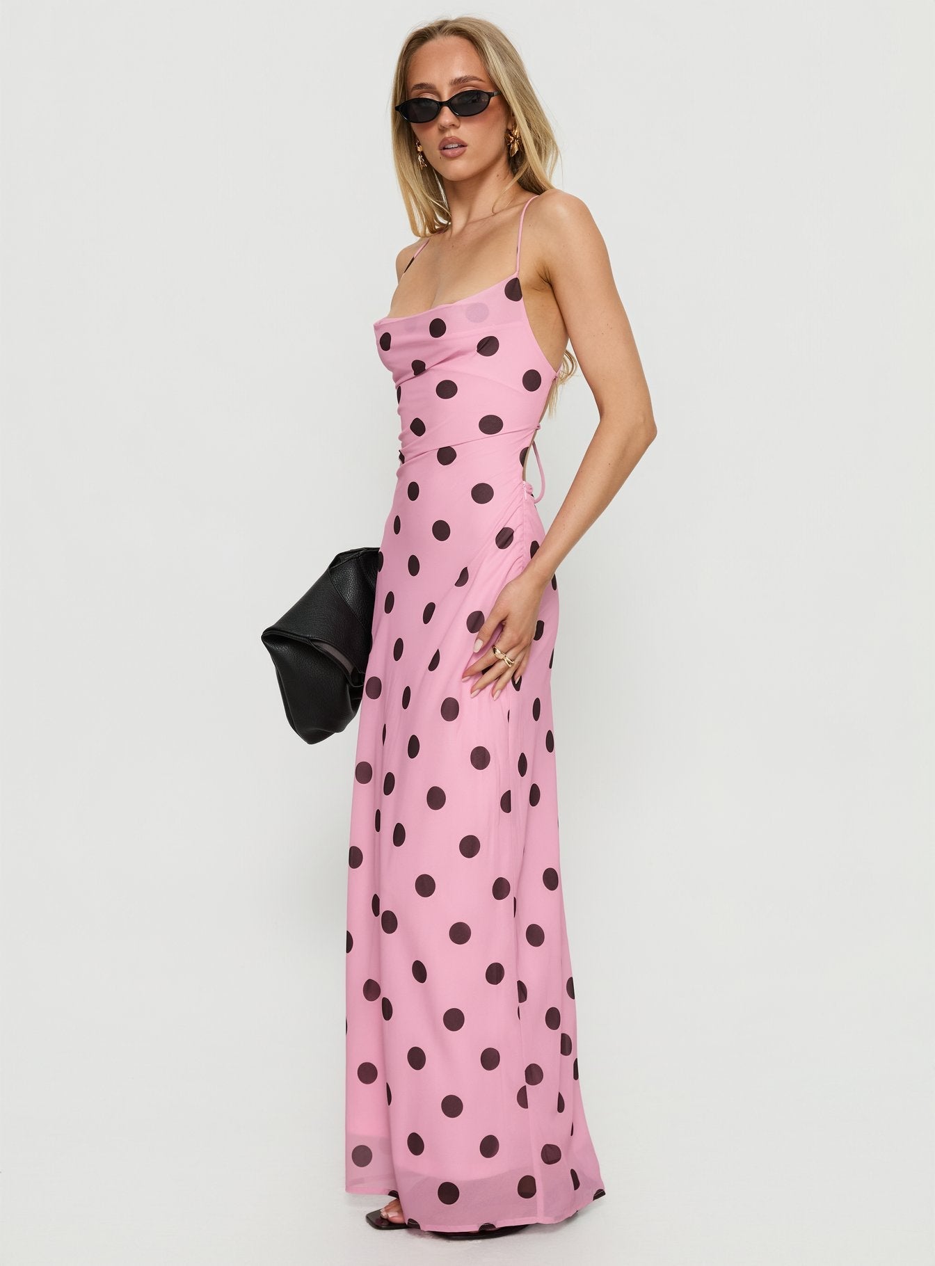 Celena Maxi Dress Pink / Brown Polka Princess Polly