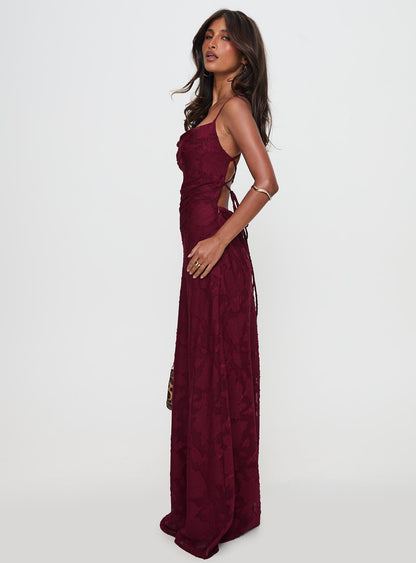 Celena Maxi Dress Burgundy Burnout Petite Princess Polly