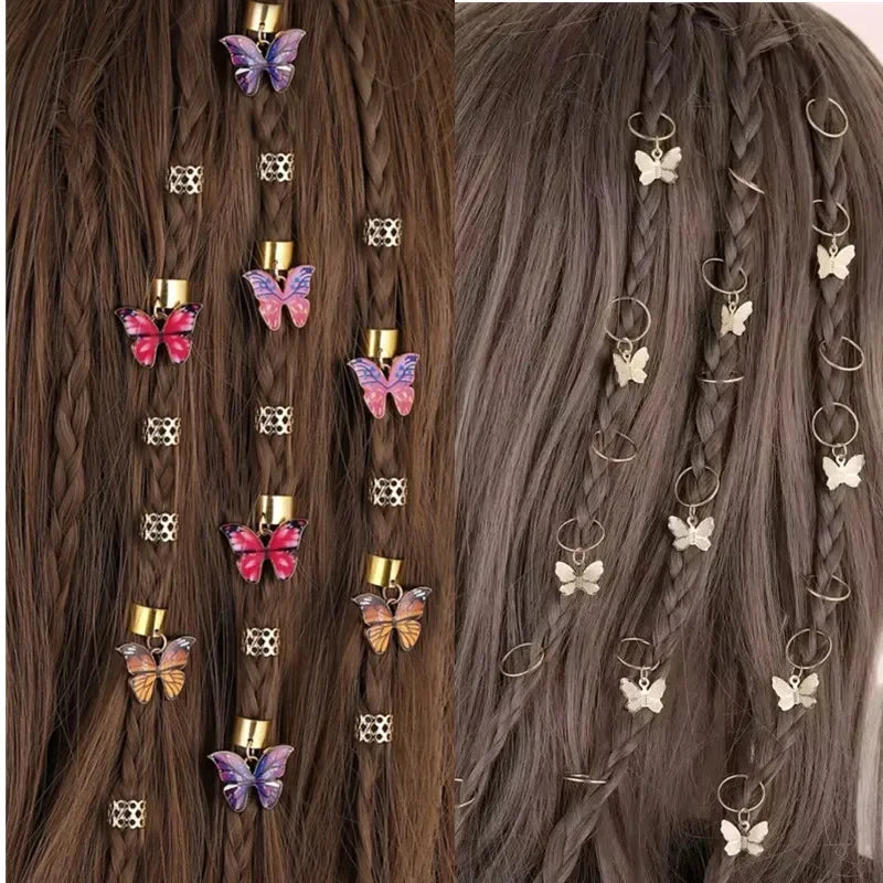 Hair Braids Dirty Braids Bead Hairpin Hair Accessories Headwear for Women Girls Dreadlock Hair Rings Adjustable Cuffs Clip
