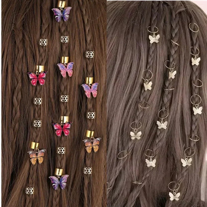 Hair Braids Dirty Braids Bead Hairpin Hair Accessories Headwear for Women Girls Dreadlock Hair Rings Adjustable Cuffs Clip