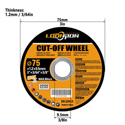 5-50PC 75Mm Resin Cutting Disc Grinding Metal Wheel Cut off Blade for Angle Grinder Metal & Stainless Cutting