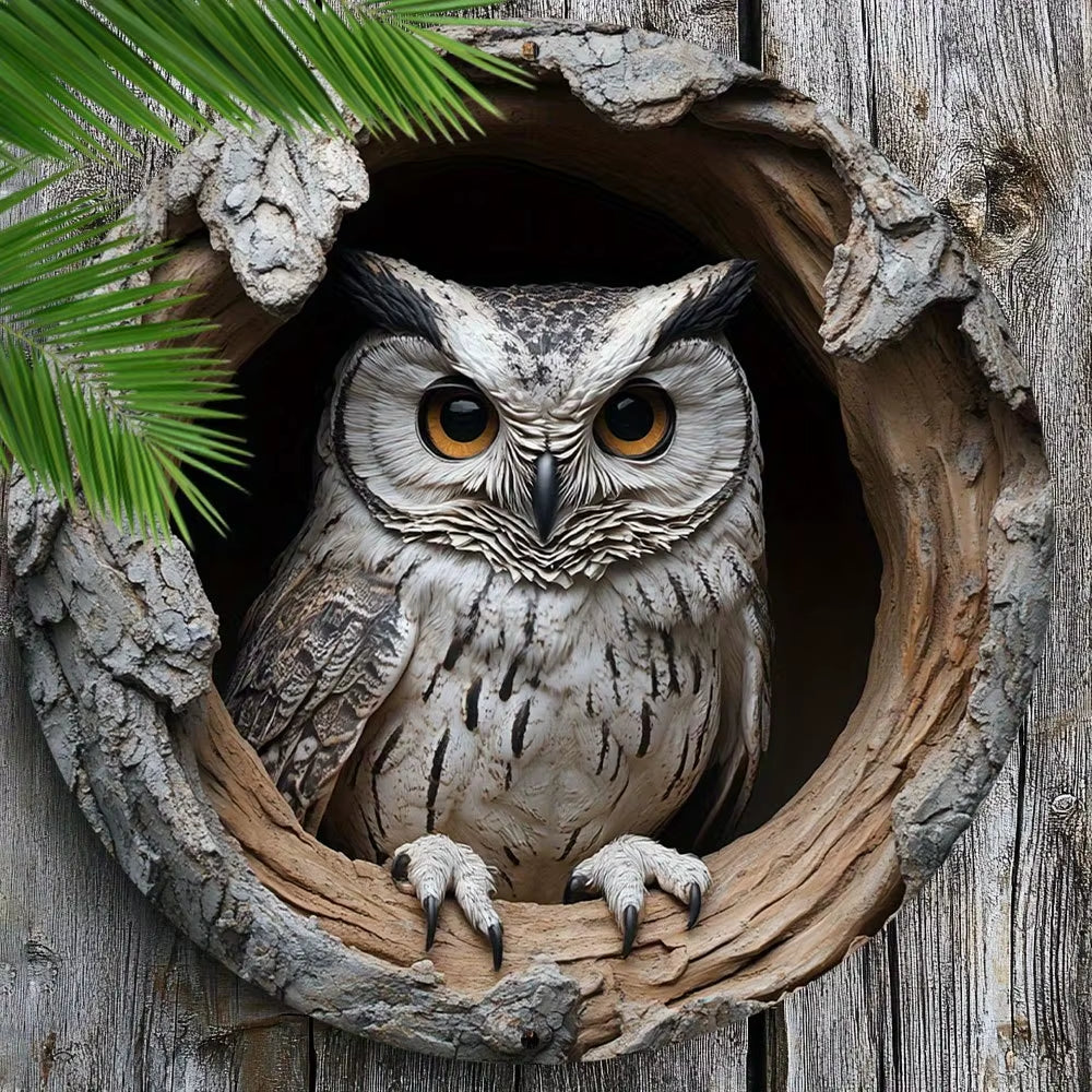 Contemporary Owl Wall Theme round Wooden Home Kitchen Garden Club Garage Office Wall Decor Ideal Holiday Gift 8 Inch