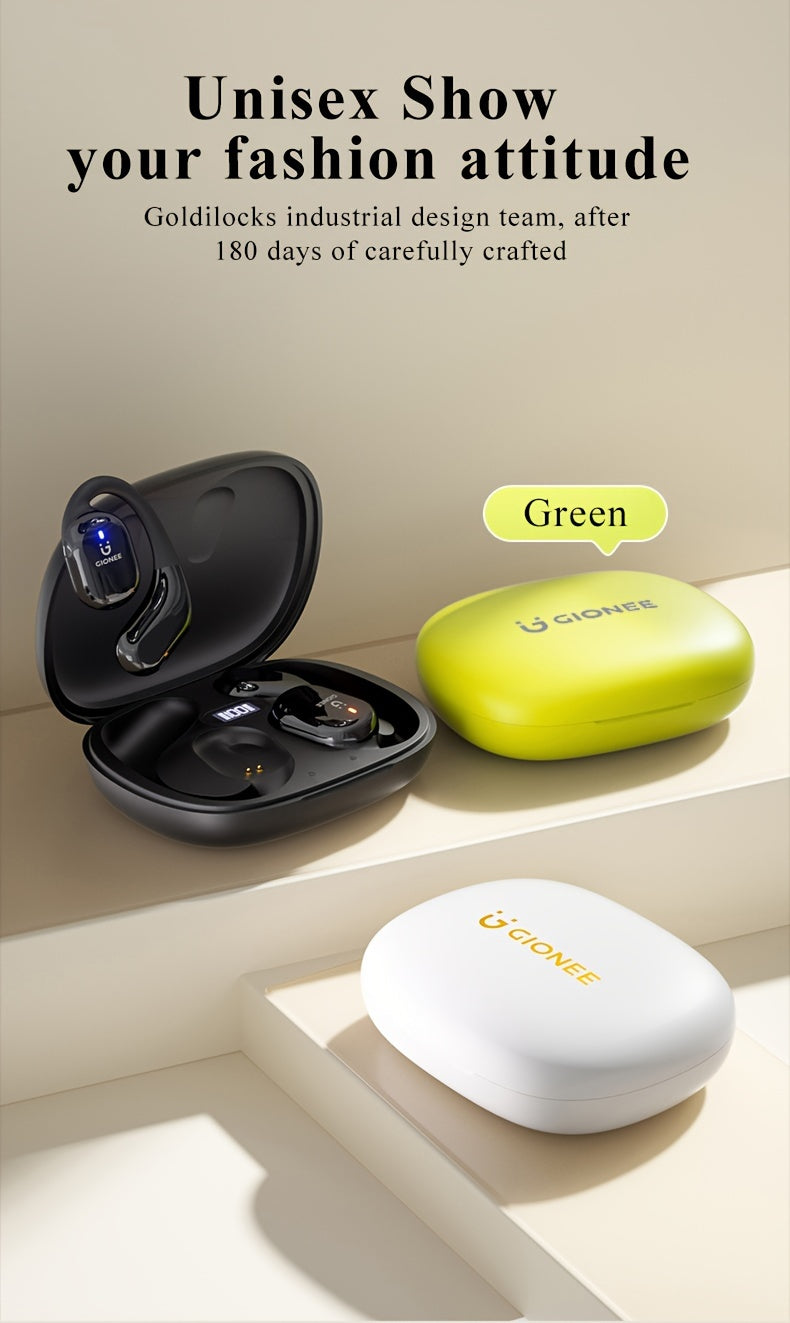 Gionee001True Wireless Earbuds With Mic, TWS In-Ear Headphones With ENC Noise Cancelling Mic, Sport Earhook Headset, Stereo In Ear Headphones With LED Display Charing Case, Wireless Running Sports Earbuds Earhook Beauty World Shop