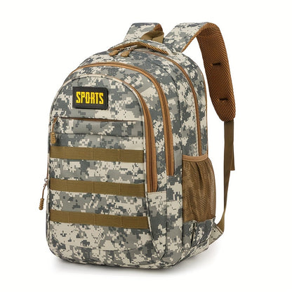Multi-Pocket Tactical Backpack - Lightweight Nylon Sport & Outdoor Bag for Men and Women, Adjustable Straps, Camo Design, Ideal for Travel, Camping, and Gifts, Outdoor Backpack Beauty World Shop