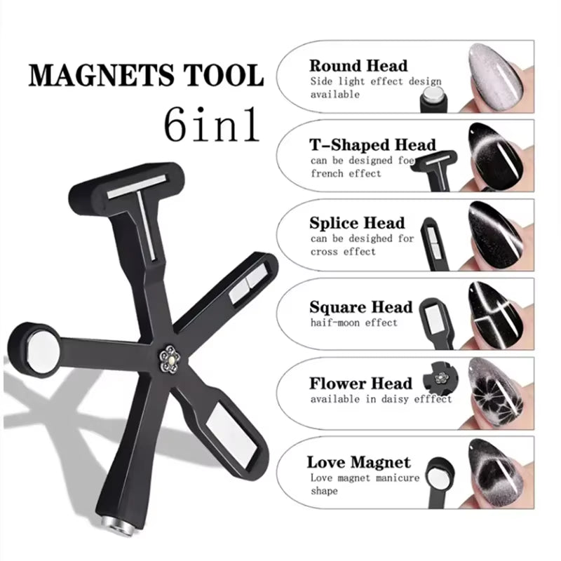 5/6-IN-1 Strong Magnetic Stick for Cat Eye Gel Polish Nail Magnet Tool Magnet Pen Nails Art Design Glitter Effect Manicure Tools