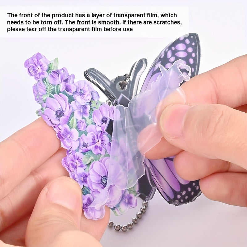 3pcs/set Flower Butterfly Jesus Cross Hanging Ornament, 2D Car Rearview Mirror Hanging Accessories, Keychain And Bag Pendants, Holiday Gift Beauty Fashion
