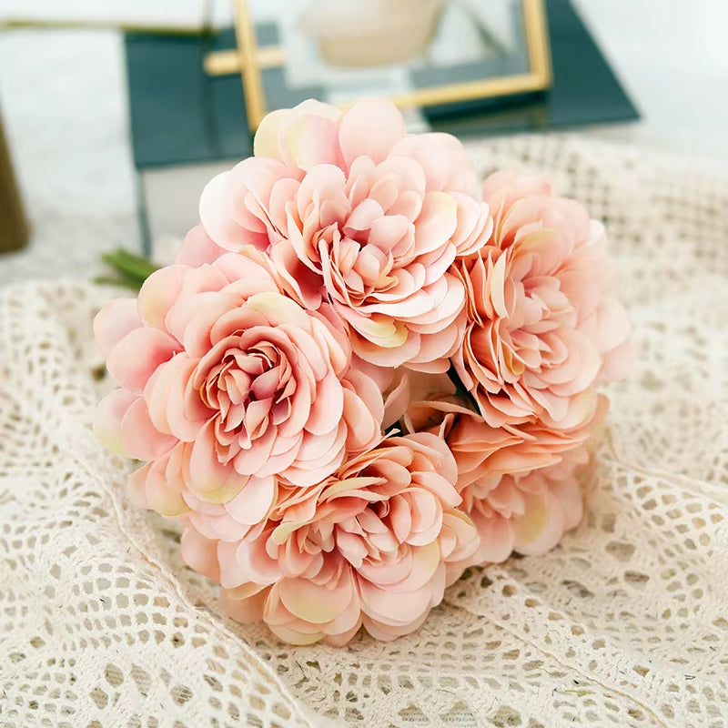 5Pcs Beautiful Artificial Peony Flowers High Quality White Bouquet Wedding Home Table Decor Fake Flowers Christmas Arrangement
