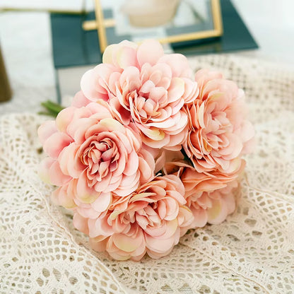5Pcs Beautiful Artificial Peony Flowers High Quality White Bouquet Wedding Home Table Decor Fake Flowers Christmas Arrangement
