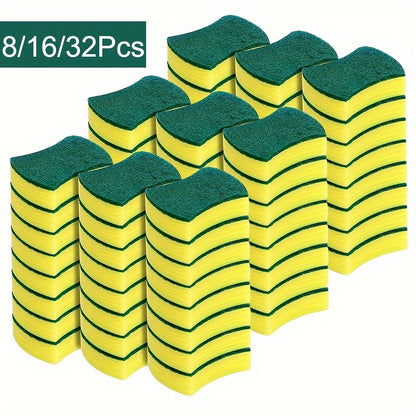 8/16/32pcs, Multifunctional Cleaning Sponge, Double-Sided Scouring Pad For Household Cleaning, Dishwashing Sponge, Premium Kitchen Sponge, Durable Non-scratch Sponge Wipe, Super Absorbent, Cleaning Supplies, Cleaning Tool Beauty Fashion