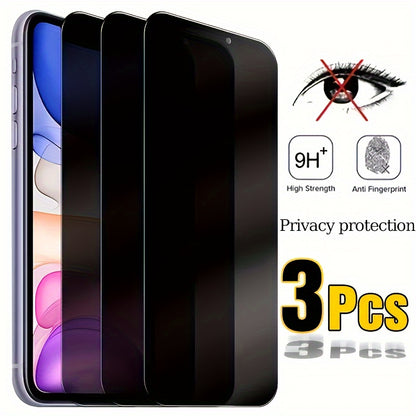 3pcs Full Cover Privacy Screen Protector for iPhone 11 12 13 14 15 16 17 PRO MAX Privacy Glass for iPhone 14 Pro 15 Pro Max Tempered Glass On The for iphone 14 Plus 15 Plus 16e 17 Air Glass Film Privacy, Phone Screen Protecto Beauty Fashion
