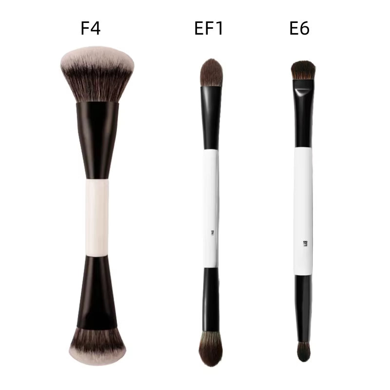 F4 Dual-Ended Foundation Face Brush Double-Ended Powder Blush Contour and Eyeshadow Concealer Makeup Brushes