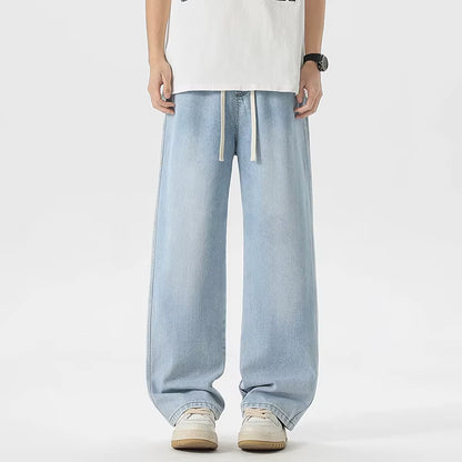 Men'S Jeans American Loose Wide-Leg Loose Straight Casual Trousers Street Hip-Hop Baggy Jeans Black Grey Blue Streetwear Men