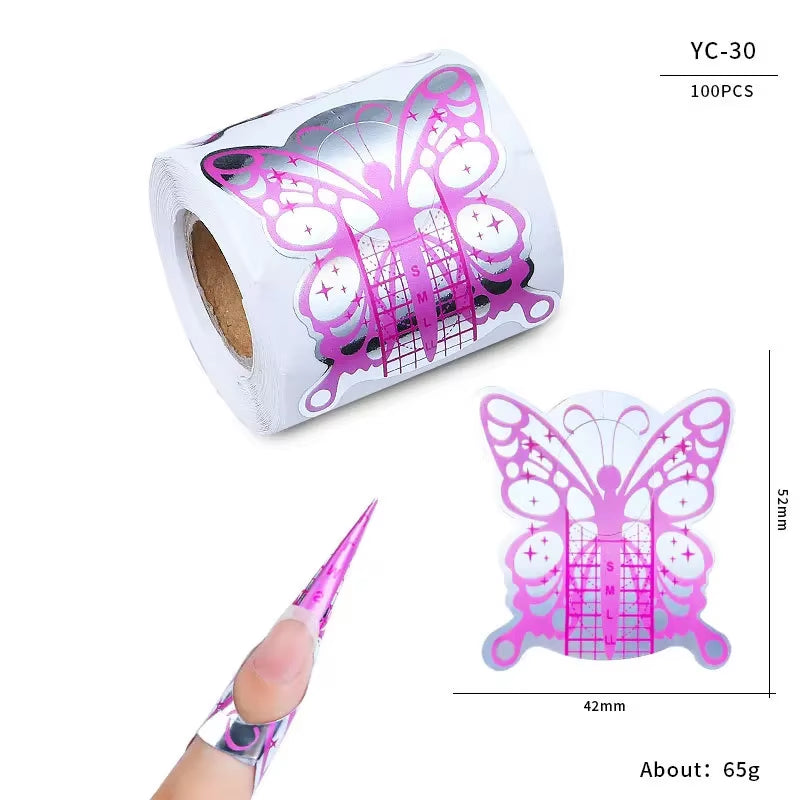 100Pcs Nails Art UV Gel Tips Extension Builder Form Acrylic French Printed Nail Tip Extension Stencil Stickers for Manicure Tool