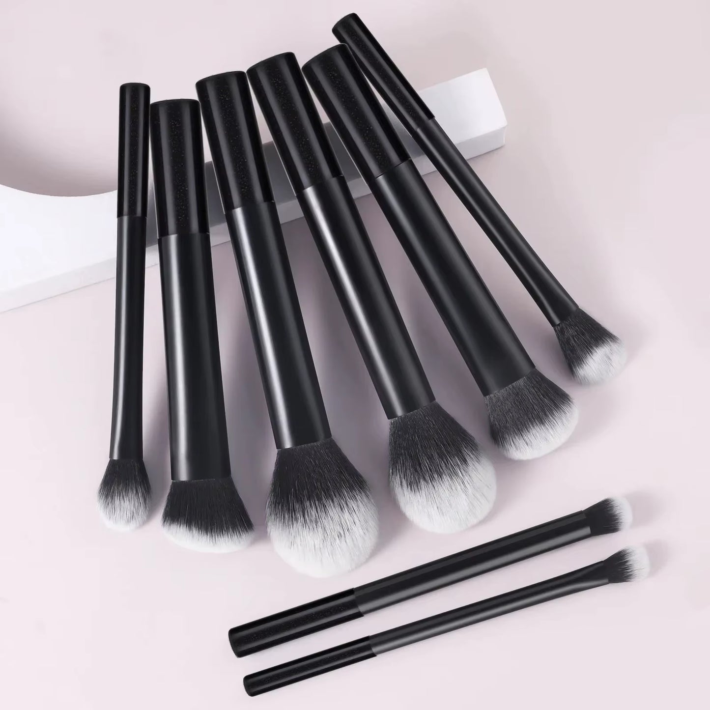 9Pcs Multifunctional Black Makeup Brush Set with 1Pc Beauty Egg,Soft Bristles for All Skin Types, Alcohol-Free Cosmetic Brushes