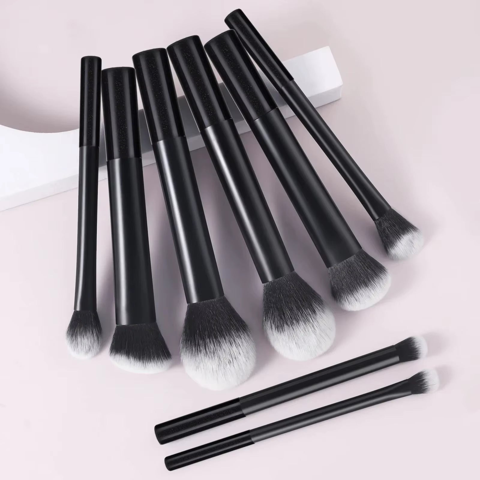 9Pcs Multifunctional Black Makeup Brush Set with 1Pc Beauty Egg,Soft Bristles for All Skin Types, Alcohol-Free Cosmetic Brushes
