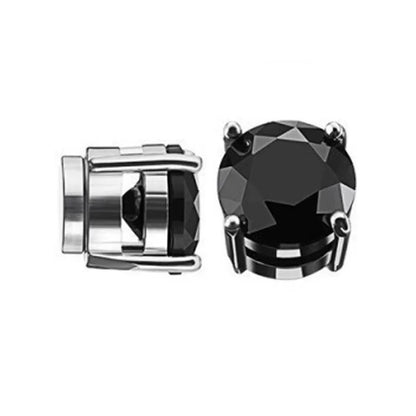 2Pcs Punk Mens Strong Magnet Magnetic Ear Stud Set,Non Piercing Cross Clip-On Earrings Suitable Gifting Boyfriend Lover Jewelry