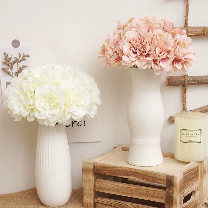 5Pcs Beautiful Artificial Peony Flowers High Quality White Bouquet Wedding Home Table Decor Fake Flowers Christmas Arrangement