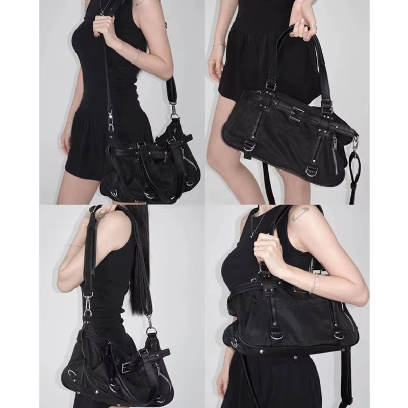JIAERDI Harajuku Leopard Print Y2K Shoulder Bags Women Hot Girls Nylon Cute Handbag Ladies Vintage Tote Underarm Bag Aesthetic