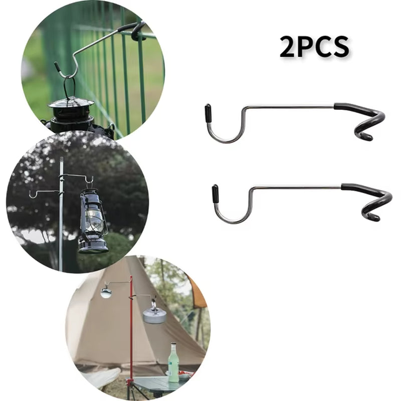 Stainless Steel Light Stand Holder Hooks Portable Tent Pole Lamp Hanger Hunting Fishing Lantern Hanger Outdoor Camping Tools