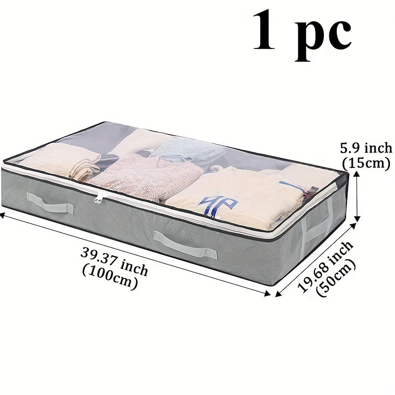 Under-Bed Storage Box with Flip-Top Lid - Durable Non-Woven Fabric Organizer for Blankets, Clothes & Bedding | Multi-Purpose Space-Saving Design, Dust-Resistant Contemporary Bedside Storage Solution, Bedroom Organizers And St Beauty Fashion