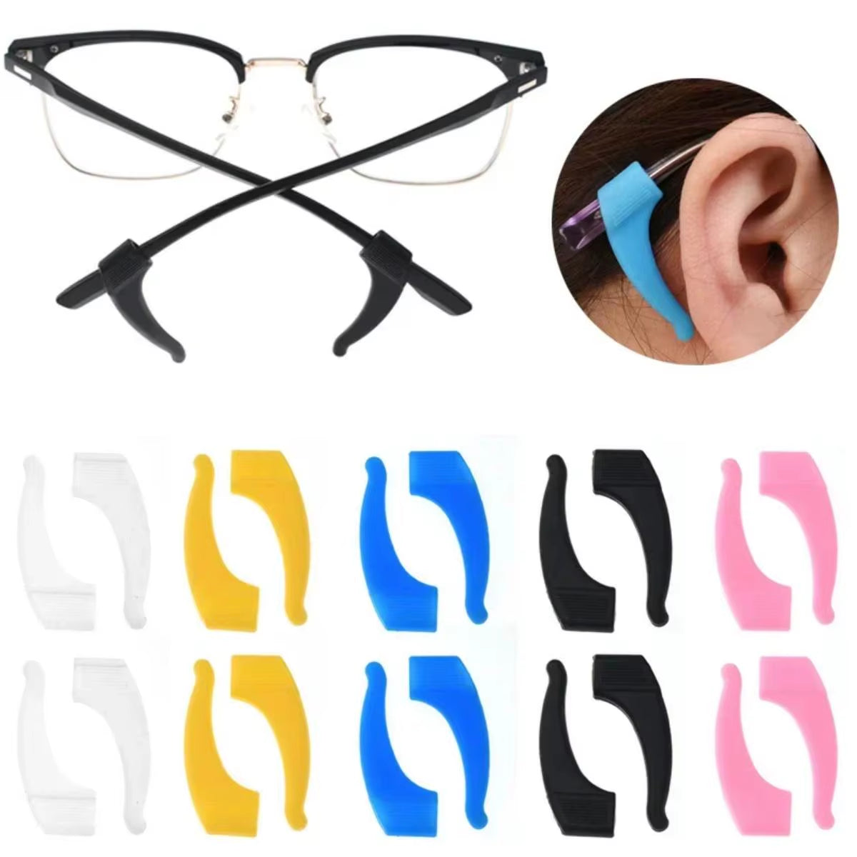 10/20Pcs Anti-Slip Silicone Ear Grip Glasses Eyeglasses Leg Ear Hook Stopper Bracket Fastener Accessories Eyewear Holder Temple