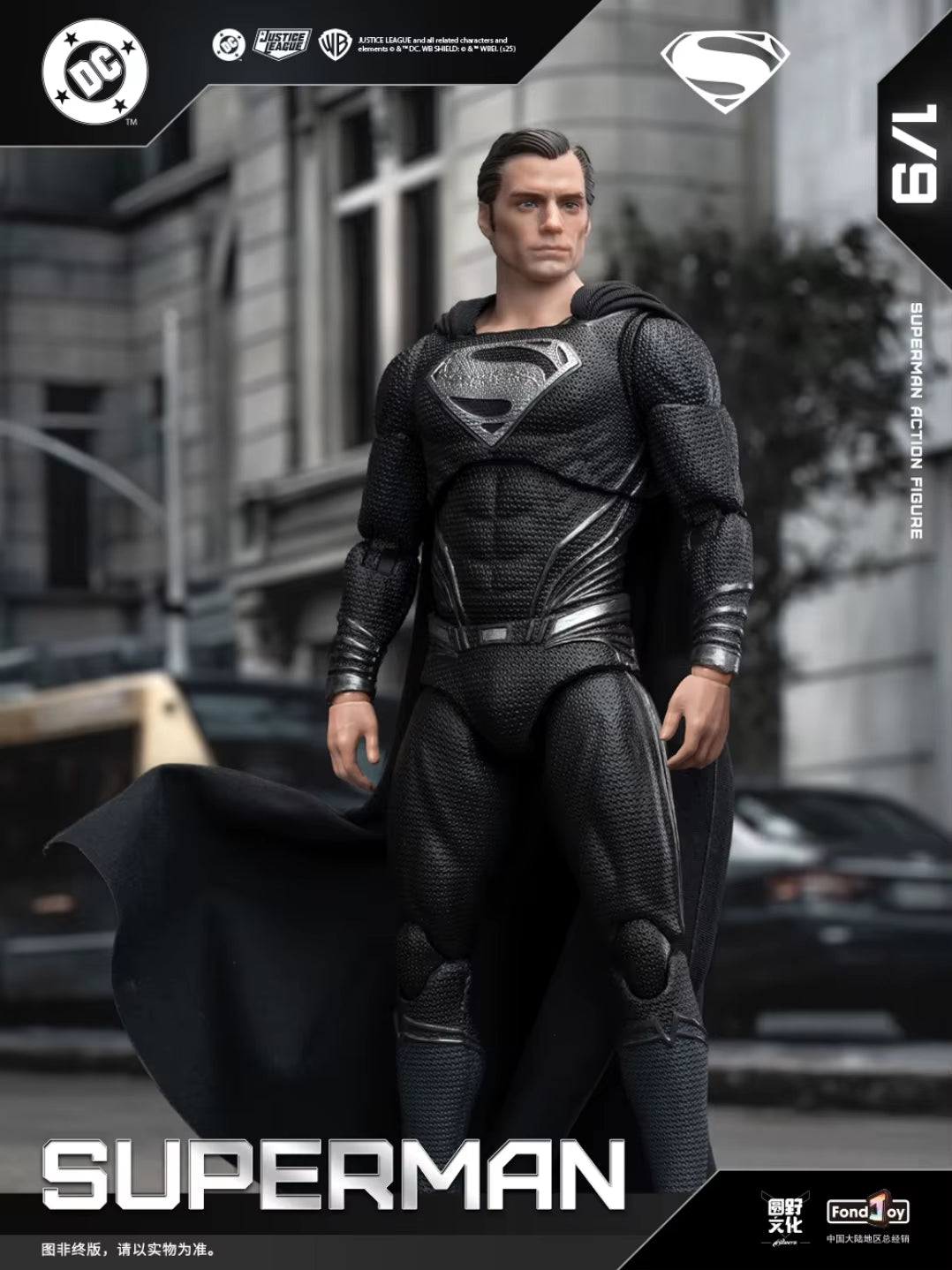 1/9 Fondjoy DC Black Superman 2.0 Action Figure Justice League Zack Snyder Anime Figurine Statue Model Custom Kid Toys Gifts