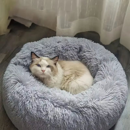 Cozy Plush Pet Bed for Cats & Small Dogs - Soft PU, Contemporary Style, Non-Assemble, Ideal for Kittens & Puppies up to 3Lbs