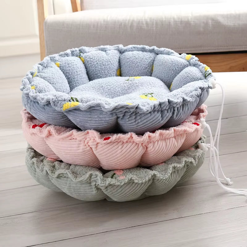 New Cloud Velvet Cat Nest Petal Nest Dual Purpose Adjustable Pumpkin Nest Warm Plush Pet Nest Cat Bed Dog Nest High Quality