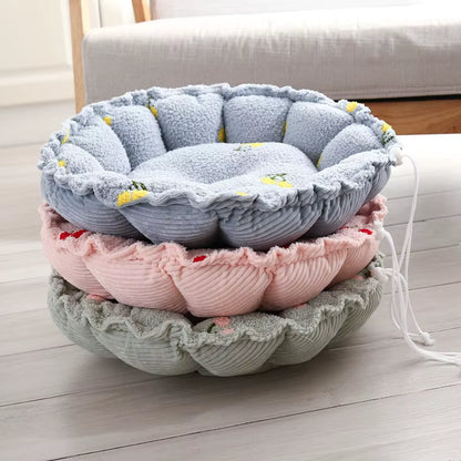 New Cloud Velvet Cat Nest Petal Nest Dual Purpose Adjustable Pumpkin Nest Warm Plush Pet Nest Cat Bed Dog Nest High Quality