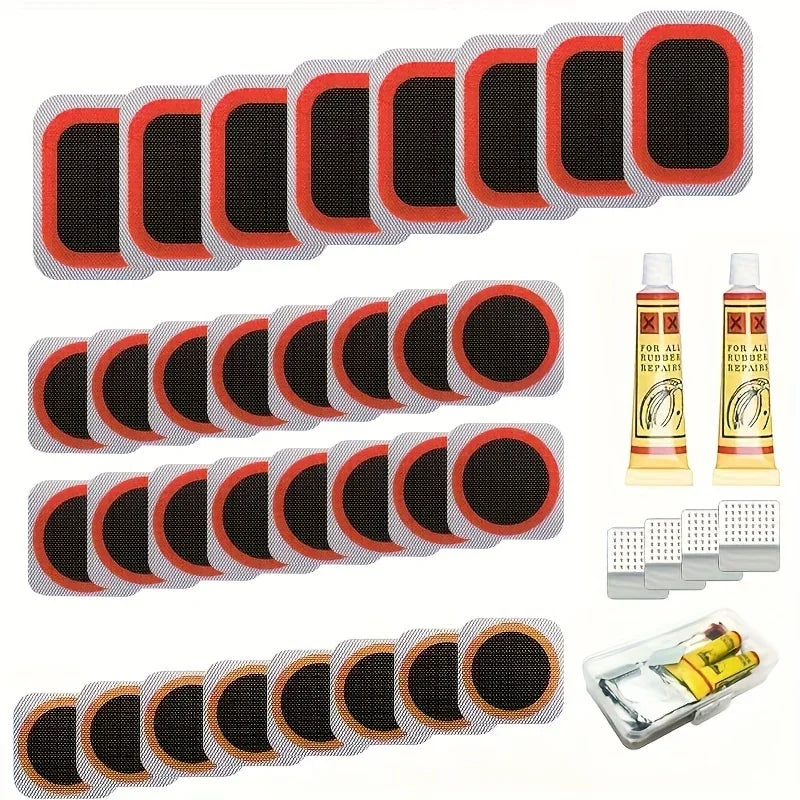Bike Repair Kit with Vulcanizing Patches & Tools - Professional Bicycle Tube Puncture Set for Road/Mountain Emergency Fix