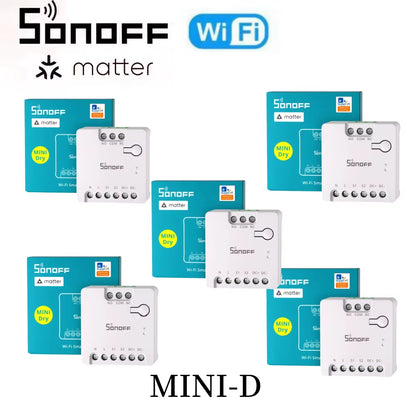MINI-D MINI Dry Wi-Fi Matter Smart Switch Switch Dry Contact Relay DC Low Power Motor for Garage Door Boiler via Ewelink