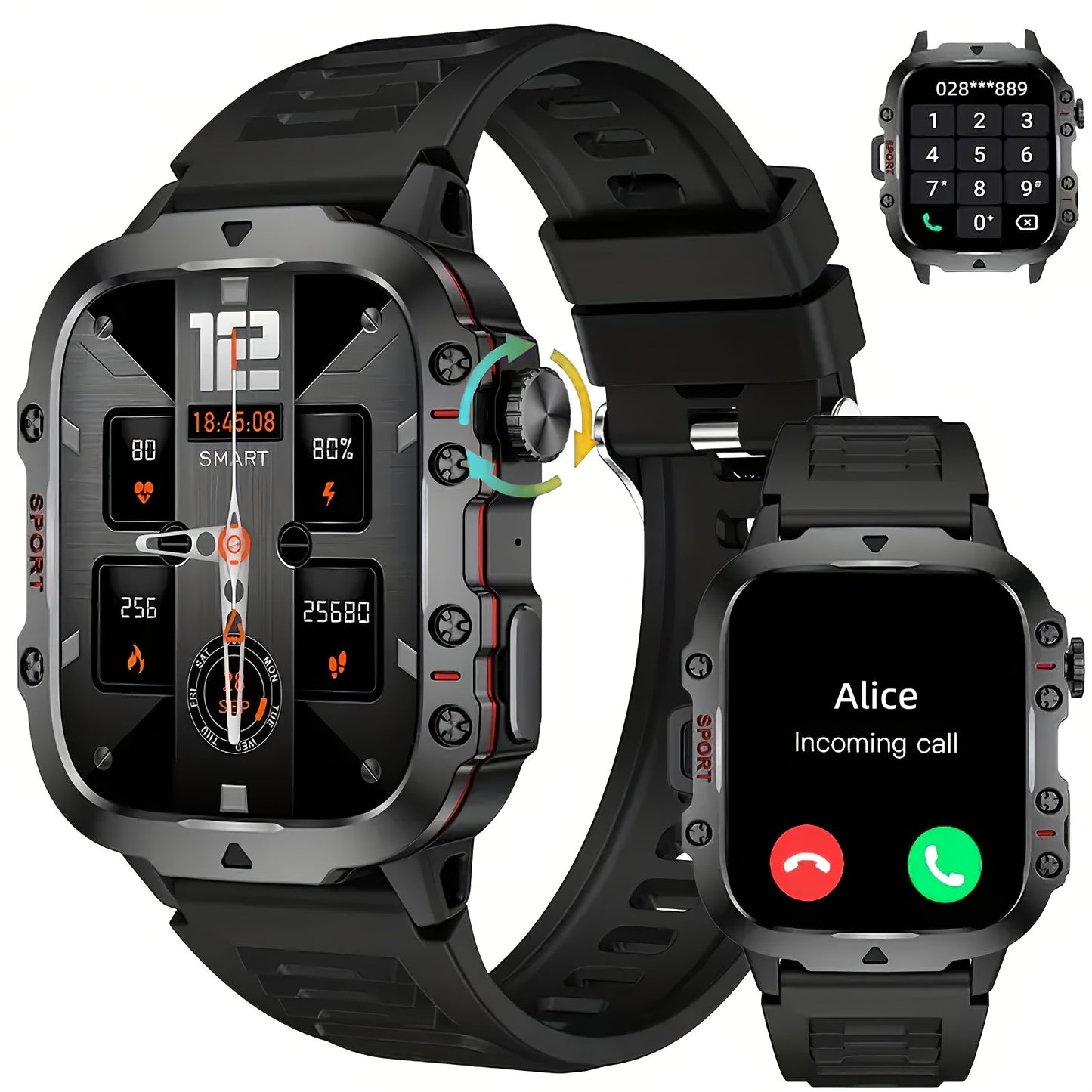 1pc Large 1.96" Touch Screen Smartwatch Pro - Multi-Sport Fitness Tracker, Answer/Make Calls, Message Notification, AI Control, Wireless Call, Heart Rate Monitor, Sleep Tracker, and More Beauty World Shop