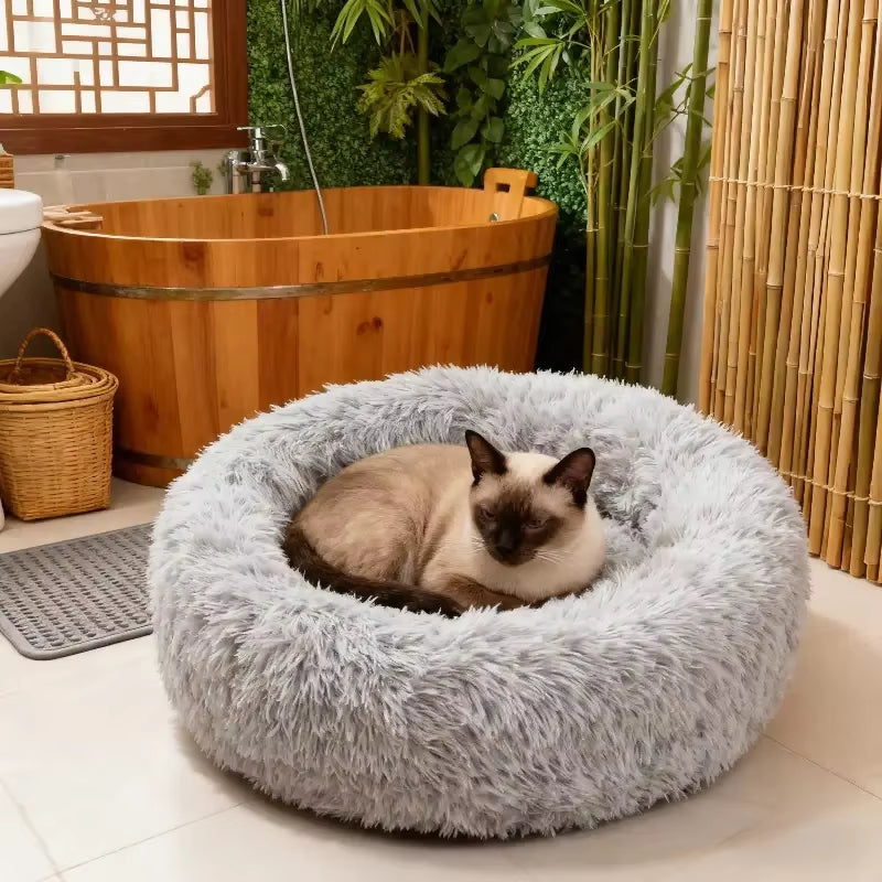 Cozy Plush Pet Bed for Cats & Small Dogs - Soft PU, Contemporary Style, Non-Assemble, Ideal for Kittens & Puppies up to 3Lbs