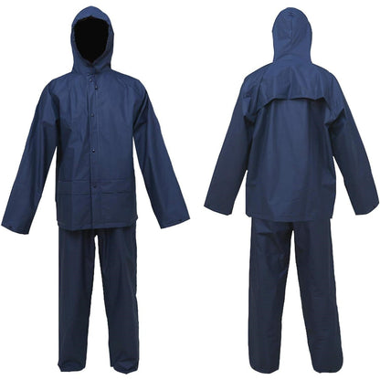 Ultra-Lite Rain Coat with Pants for Men Women, Waterproof Rain Suit for Sport, Rain Suits Lightweight Rain Gear (Navy) Beauty World Shop