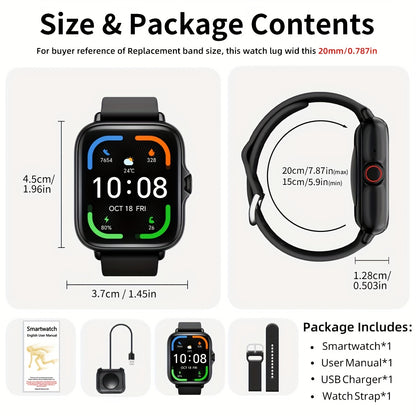 1.83'' Full Touch Screen Smart Watch |, Message Alerts, Call Answering, Sports Pedometer, Health Monitoring, Compatible with iPhone/Android, Alloy Body, Silicone Strap, DESERTCAT - Ideal Gift for and Birthdays Beauty Fashion