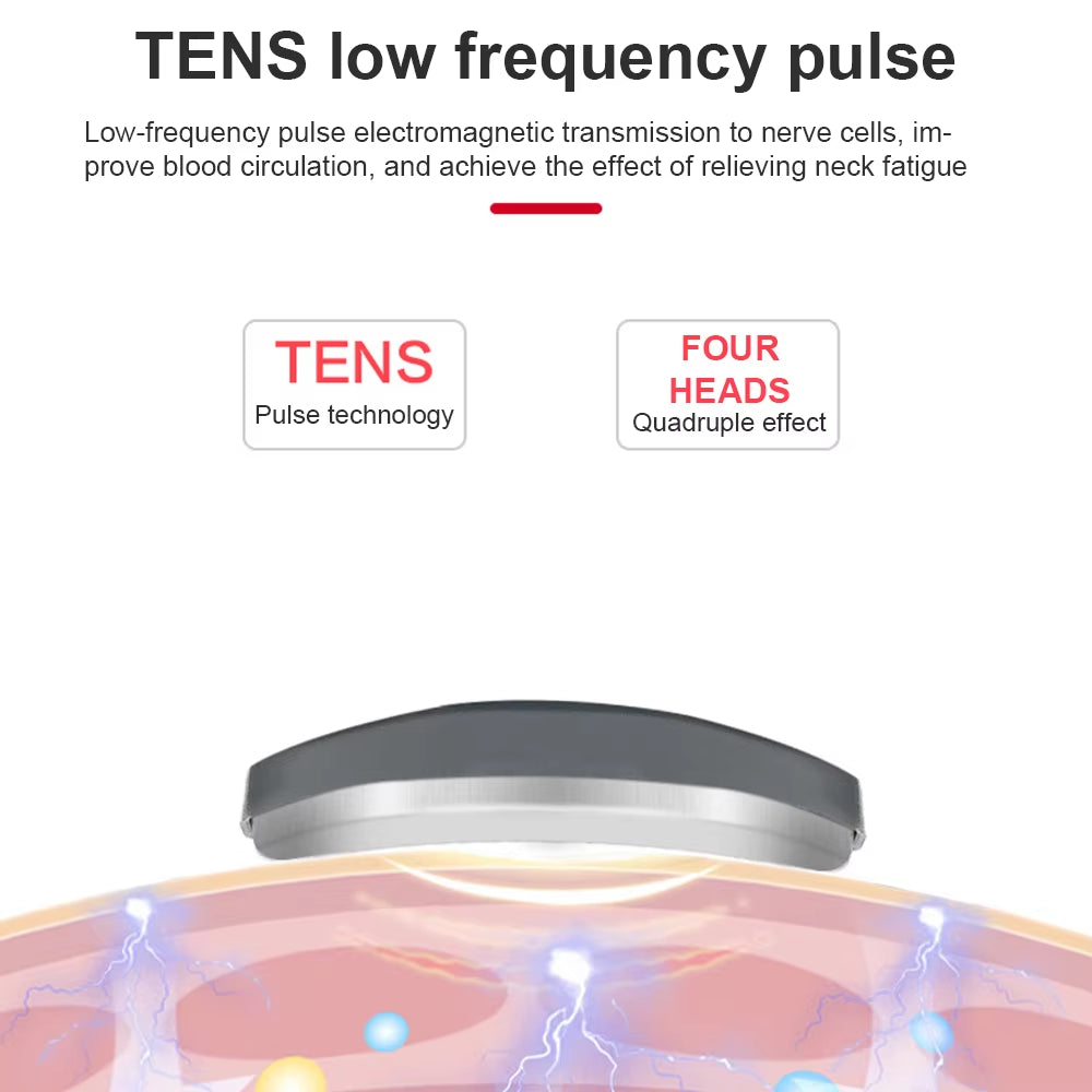 Lectric Neck Shoulder Pulse Massager Kneading 4 Head TENS Magnetic Pulse Heating Cervical Vertebra Relax Pain Relief Massage