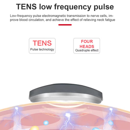 Lectric Neck Shoulder Pulse Massager Kneading 4 Head TENS Magnetic Pulse Heating Cervical Vertebra Relax Pain Relief Massage