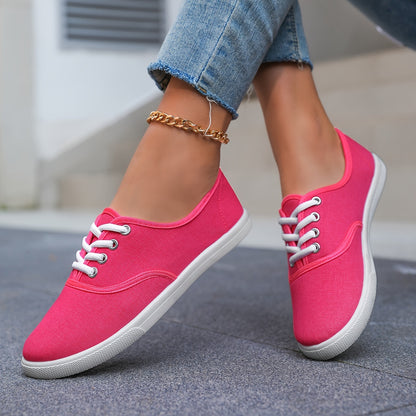 Women's Casual Canvas Sneakers, Low-Top Lace-up Walking Shoes, Lightweight & Comfort Sport Shoes Beauty World Shop