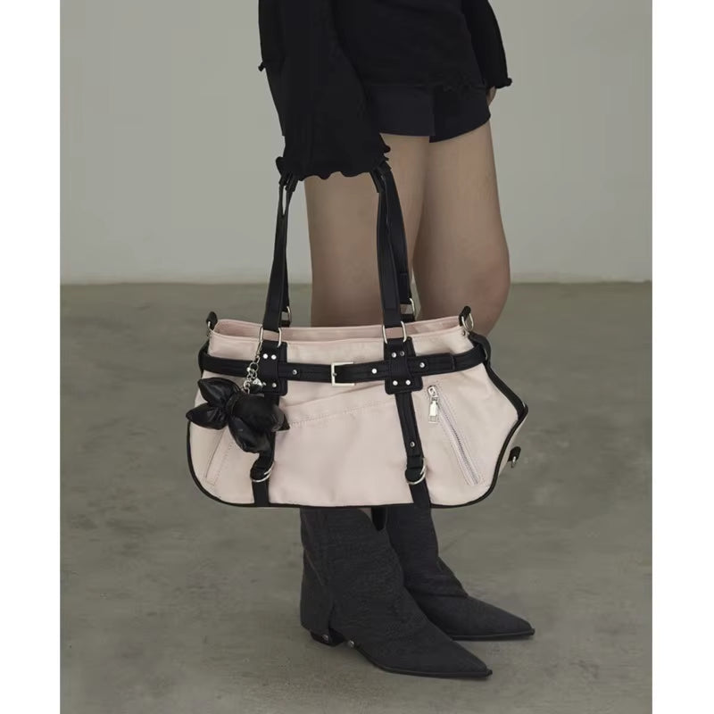 JIAERDI Harajuku Leopard Print Y2K Shoulder Bags Women Hot Girls Nylon Cute Handbag Ladies Vintage Tote Underarm Bag Aesthetic