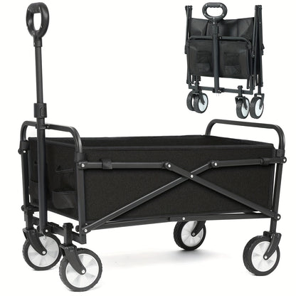 200LBS/230LBS Weight Wagon Cart Foldable, Collapsible Folding Wagon With All-Terrain Wheels & Adjustable Handle, Portable Heavy Duty 200LBS Weight Capacity For Grocery Shopping, Sport, Camping, Garden, Outdoor Use Beauty World Shop